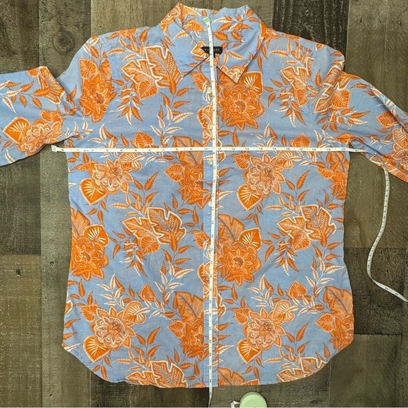 Talbots Orange and Blue Button Down Shirt size Medium - Picture 11 of 13